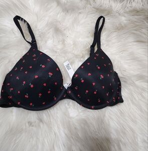 VERY SEXY Cherry Print Push-Up Bra Black 32C